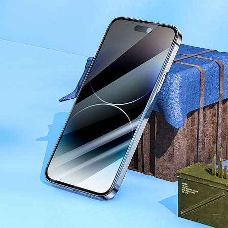 Защитное стекло для iPhone 14 Pro, A12 Pro, HOCO, Privacy Nano 3D full screen edges, черное