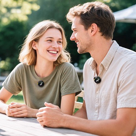 Беспроводной микрофон (2 шт) с приемником для Type-C и Lightning, L22, HOCO, черный