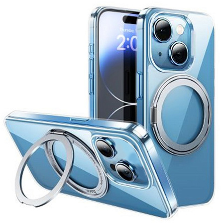 Чехол для iPhone 15, TPU + PC board, Магнитный (MagSafe), с подставкой, AS1, HOCO, прозрачный