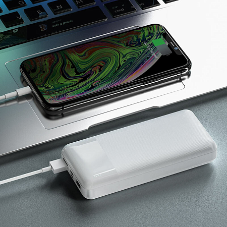 Универсальный Доп. Аккумулятор 20000mAh, J72A, HOCO, 2 USB (5V/2.0A), белый