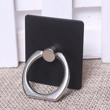 Держатель-подставка для телефона Ring квадрат (кольцо на палец), черный