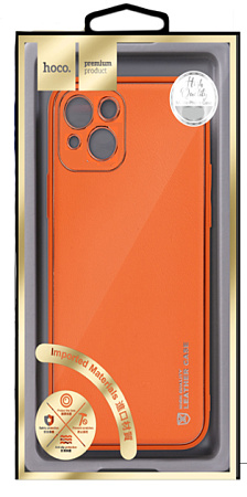 Чехол силиконовый для iPhone 13 (6.1), Graceful Leather series, HOCO, оранжевый