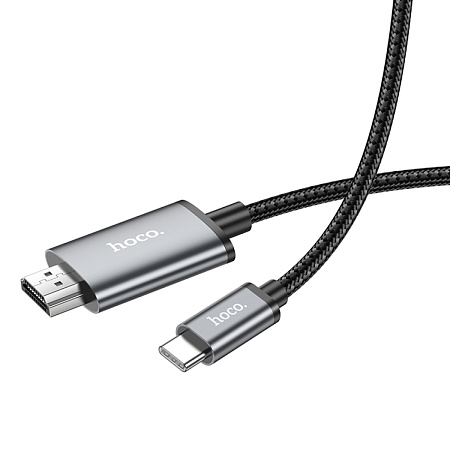 HDMI кабель на Type-C, UA27, HOCO, 2м, металлический серый