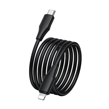 Кабель Lightning to Type-C (PD), HOCO, X124, 1м, силиконовый, 27W, черный