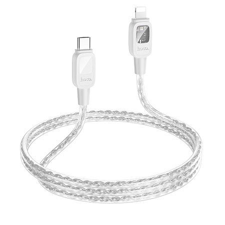 Кабель Lightning to Type-C (PD), HOCO, U124, 1.2м, силиконовый, серый