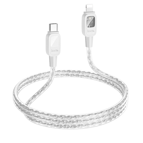 Кабель Lightning to Type-C (PD), HOCO, U124, 1.2м, силиконовый, серый