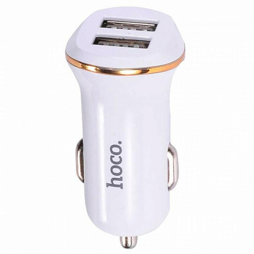 Автомобильное зарядное устройство, 2 USB 2.1A (Z1), usb cable lightning, HOCO, белый