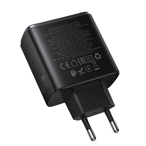 Сетевое зарядное устройство, 2 PD 65W + 1 USB 3.0 QC (C160A), HOCO, цвет черный