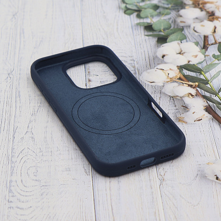 Чехол-накладка для iPhone 16 Pro, Silicon Case, магнитный (MagSafe), без лого, X-CASE, синий