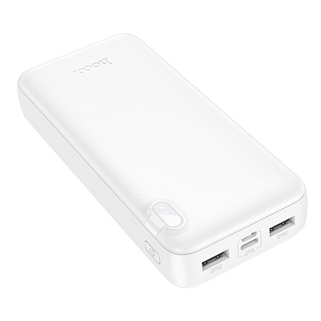 Универсальный Доп. Аккумулятор 20000mAh, J128A, HOCO, выход: 2 USB (5V/2A), белый