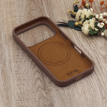 Чехол-накладка для iPhone 17 Pro, Silicon Case, магнитный (MagSafe), без лого, X-CASE, коричневый