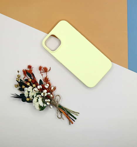 Чехол - накладка для iPhone 12/12 Pro, Silicon Case, без лого, молочный