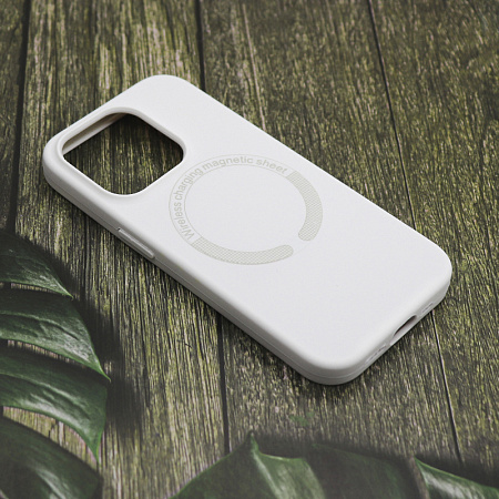 Чехол-накладка для iPhone 15 Pro Max, Silicon Case, магнитный (MagSafe), без лого, X-CASE, белый
