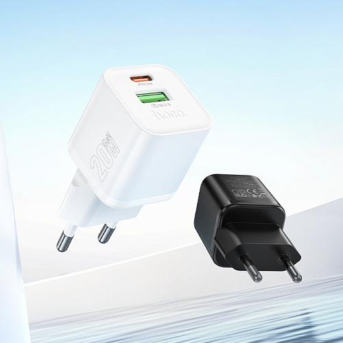 Сетевое зарядное устройство, 1 PD 20W + 1 USB 3.0 QC (N65), HOCO, белый