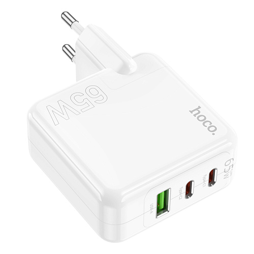 Сетевое зарядное устройство, 2 PD 65W + 1 USB 18W (C115A), HOCO, белый