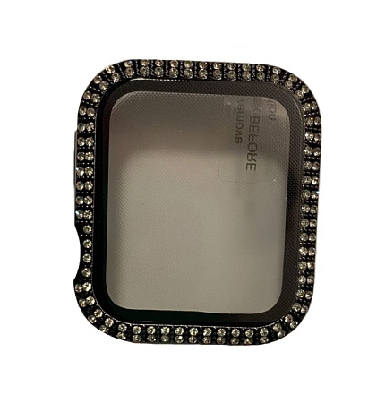 Защитное стекло на Apple Watch, 44mm, со стразами черное