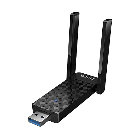 Адаптер WiFi6 USB, HI34, HOCO, 2 антенны, вес: 40g, цвет черный