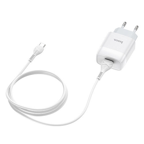 Сетевое зарядное устройство, 1 USB 2.1A (C72A), HOCO, Type-C, белый