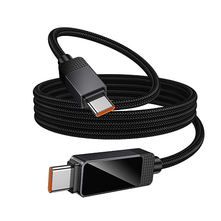 Кабель Type-C на Type-C, HOCO, U154, 60W, 1.2м, с дисплеем, черный