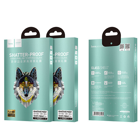 Защитное стекло на iPhone 6/6S (A1), HOCO, Shatterproof edges, 3D, закруглённое, черное