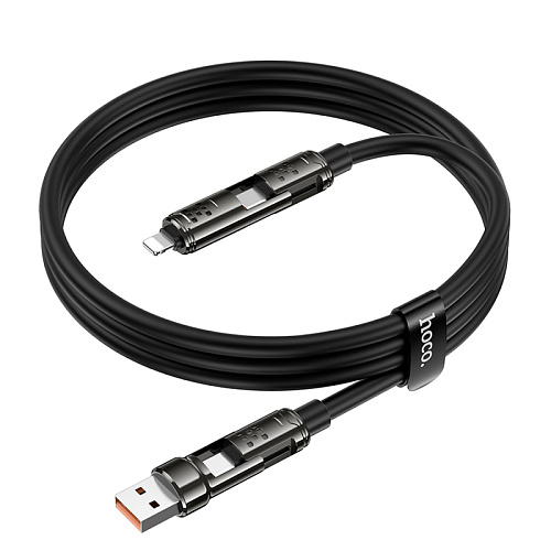 USB дата кабель 4 в 1, USB/Type-C to Lightning/Type-C, 240W, U143, HOCO, черный