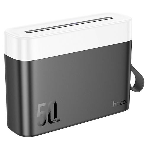Универсальный Доп. Аккумулятор 50000mAh, J94A, HOCO, выход: 2 USB (22.5W)+1 PD (20W), с фонариком и дисплеем,  черный