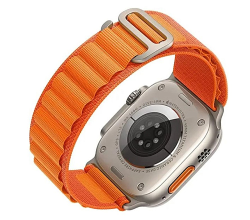 Ремешок на руку для Apple Watch 42/44/45/49 мм, тканевый, оранжевый