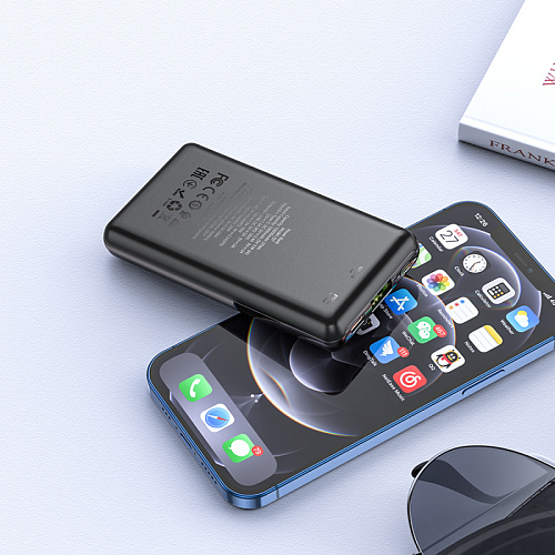 Универсальный Доп. Аккумулятор 10000mAh, Q7, HOCO, выход 1 USB (18W), 1 PD (20W), вход Type-C, черный