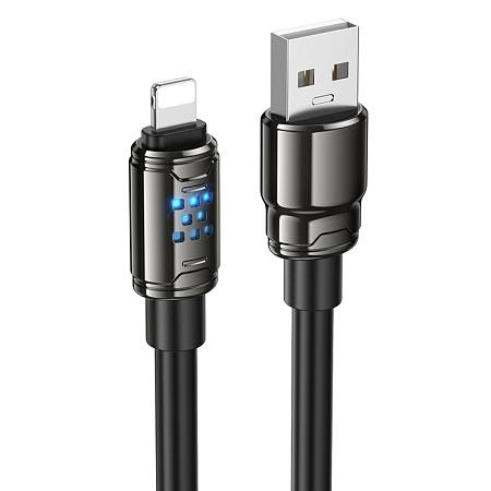 USB дата кабель Lightning, HOCO, U143, 1.2 метр, цвет черный