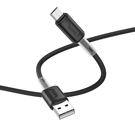 USB Кабель Micro, HOCO, X48, силиконовый с пружинкой, черный