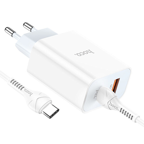 Сетевое зарядное устройство, 1 PD 20W + 1 USB 3.0 QC (C97A), HOCO, Type-C to Type-C, белый