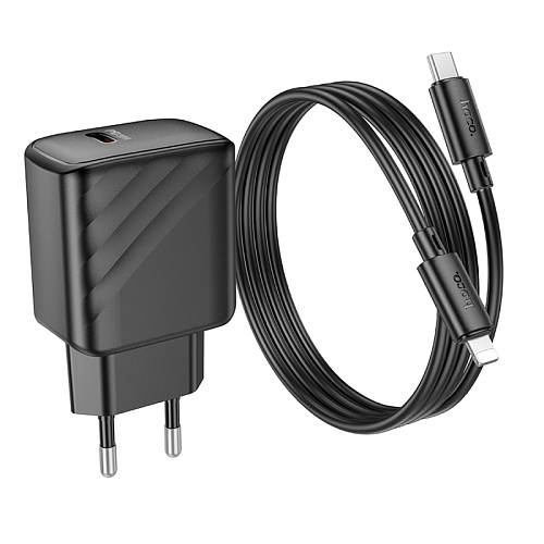 Сетевое зарядное устройство, 1 PD 30W (CS22A), HOCO, Type-C to Lightning, черный