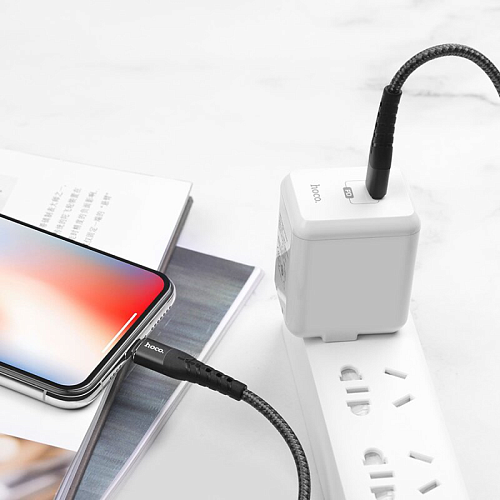 Кабель Lightning to Type-C (PD), HOCO, U64, черый