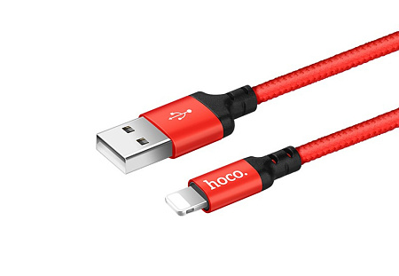 USB дата кабель Lightning, HOCO, X14, 2М, красный
