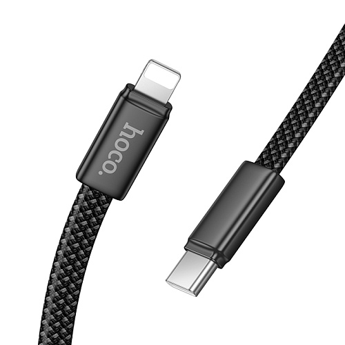 Кабель Lightning to Type-C (PD), HOCO, X125, 1м, плоский, 30W, черный