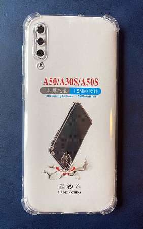 Чехол силиконовый для Samsung Galaxy A50/А30S/A50S (2019), усиленные края, микс, X-CASE, прозрачный