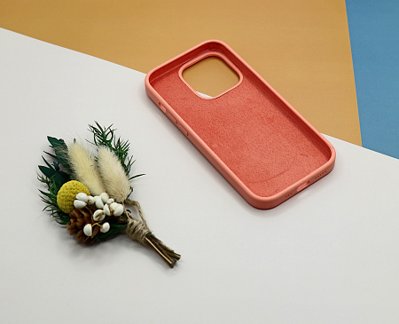 Чехол-накладка для iPhone 14 Pro, Silicon Case, без лого, лососевый