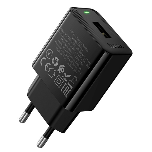 Сетевое зарядное устройство, 1 USB 2.1A (CS91A), HOCO, черный
