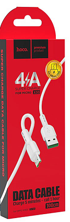 USB Кабель Micro, HOCO, X33, 4A Surge flash charging, белый