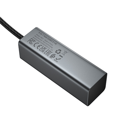 USB Хаб (HB1C) c 1 Type-C на 4 USB 3.0, HOCO, скорость передачи: до 5 Гбит/с, серый