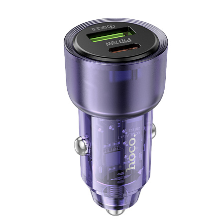Автомобильное зарядное устройство, 1 USB 18W, 1 PD 20W (Z52), HOCO, фиолетовый