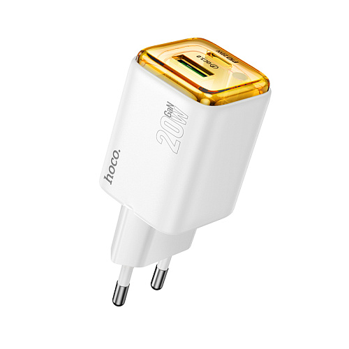 Сетевое зарядное устройство, 1 PD 20W + 1 USB 3.0 QC (N52), HOCO, белый