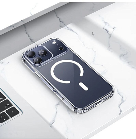 Чехол силиконовый для iPhone 17 Pro, Магнитный (MagSafe), HOCO, прозрачный