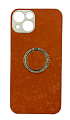 Чехол силиконовый для iPhone 13 mini (5.4), с подставкой кольцом на палец со стразами, X-CASE, оранжевый