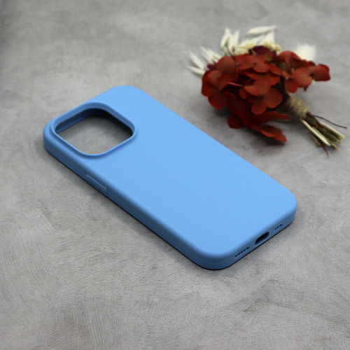 Чехол-накладка для iPhone 14 Pro Max, Silicon Case, без лого, голубой