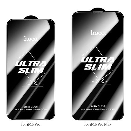 Защитное стекло для iPhone 16 Pro Max, A34 Slim, HOCO, Full screen HD tempered glass 0.2mm, черное
