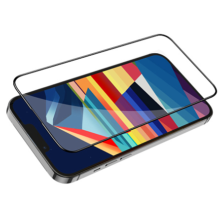 Защитное стекло для iPhone 15/16, G1, HOCO, Flash attach full screen silk screen HD tempered glass, черное