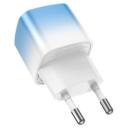 Сетевое зарядное устройство, 1 PD 20W + 1 USB 3.0 QC (C101A), HOCO, голубой с белым