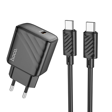 Сетевое зарядное устройство, 1 PD 30W (CS22A), HOCO, Type-C to Type-C, черный