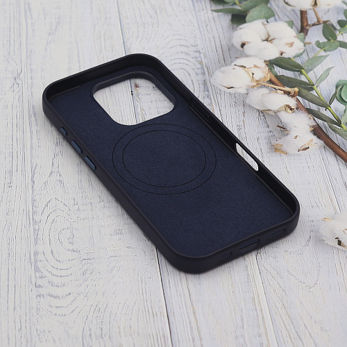 Чехол-накладка для iPhone 16 Pro Max, экокожа, магнитный (MagSafe), без лого, X-CASE, синий